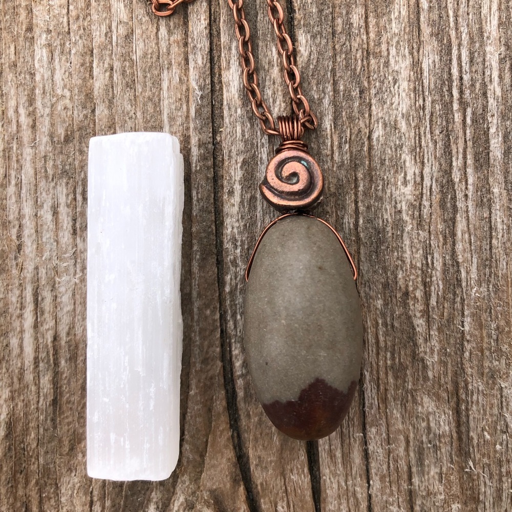 Shiva Lingam Necklace for Higher Consciousness with Selenite Stick